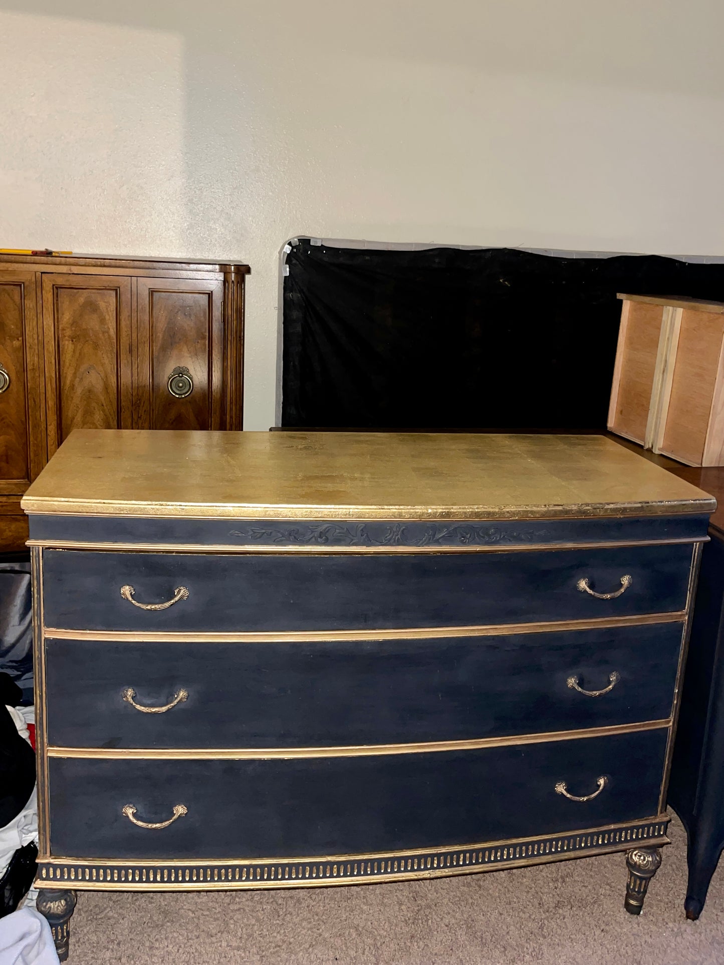 Vintage Regency-Style Dresser with Gold Accents