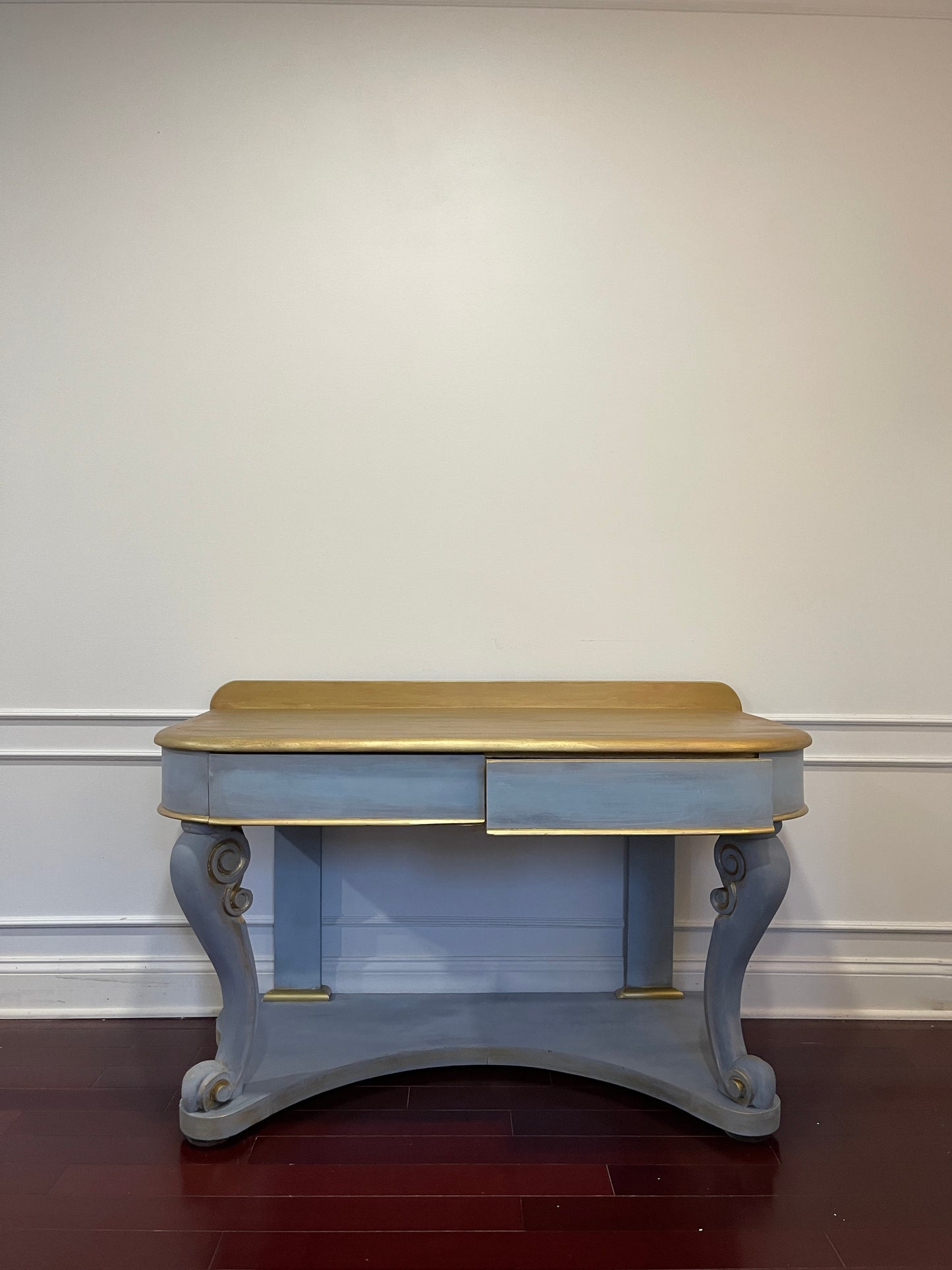 Italian Neoclassical Console Table  Library Desk with Gold Gild Antique