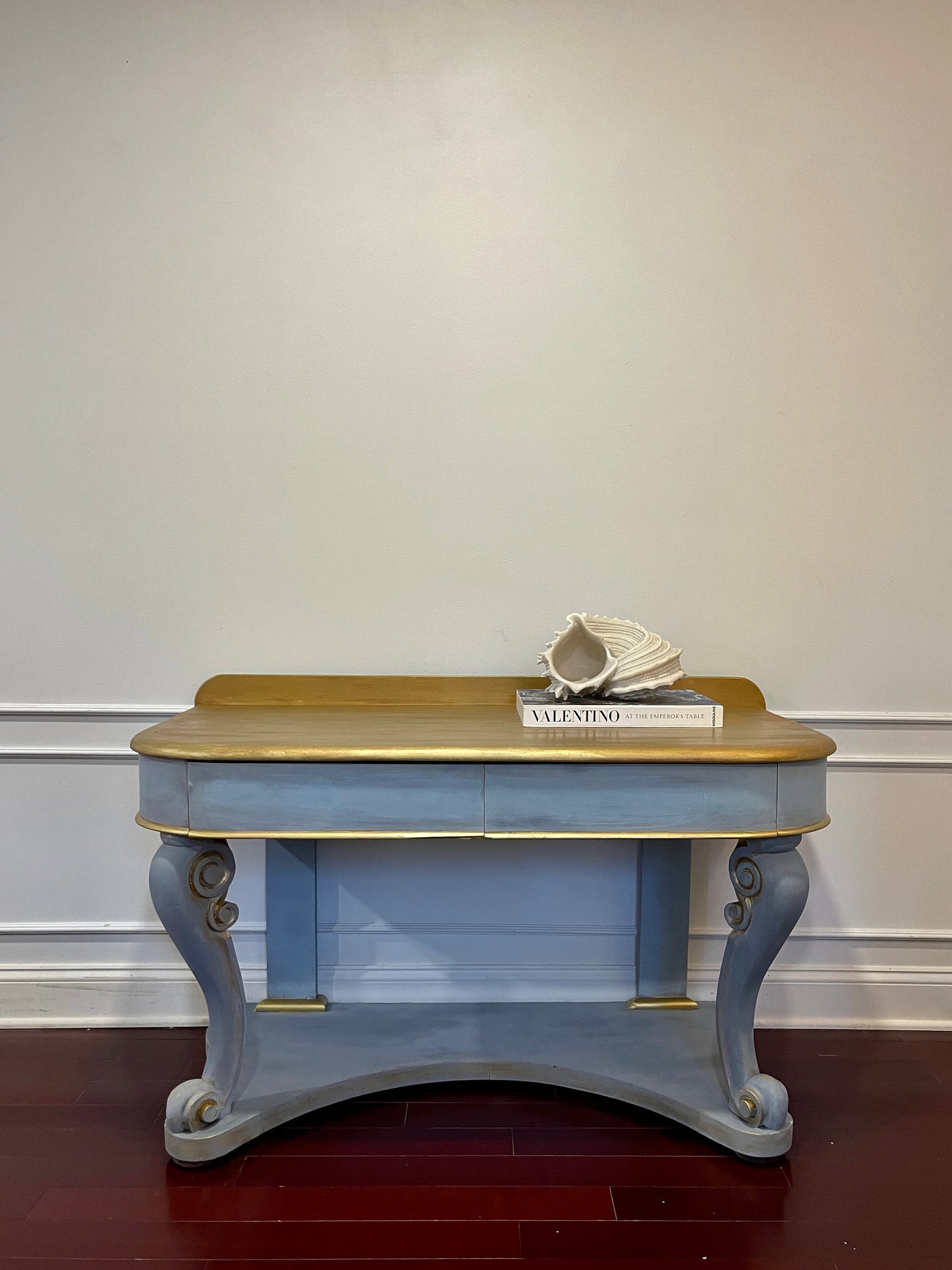 Italian Neoclassical Console Table  Library Desk with Gold Gild Antique